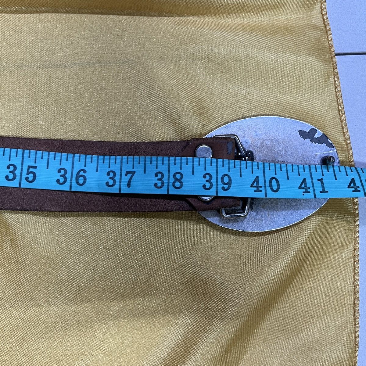 Vintage Rare Leather Studded Belt Gemstone Buckle Size 30 - 13 Thumbnail