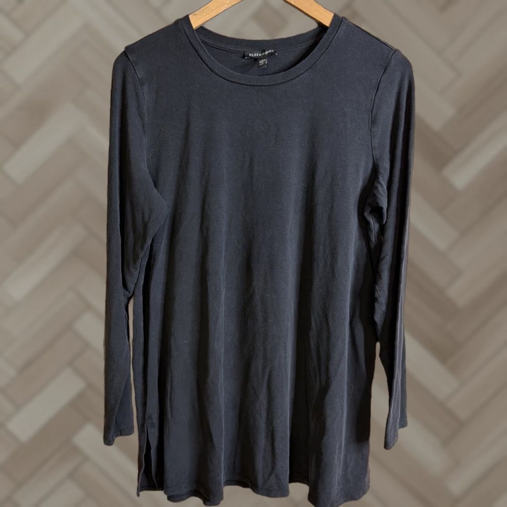 Eileen Fisher EILEEN FISHER TENCEL Stretch Jersey Black Midi Dress Long Sleeve M Size M / US 6-8 / IT 42-44 - 1 Thumbnail