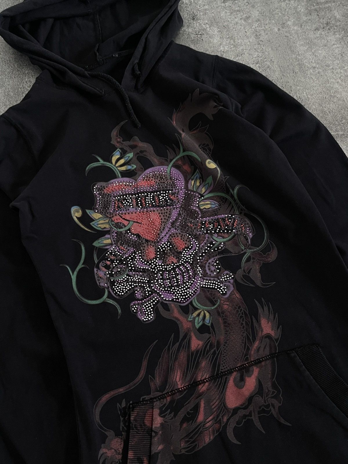 Vintage RARE🔥Gothic Hype Vintage Y2K Hoodie Rhinestones Spellout Size S / US 4 / IT 40 - 2 Thumbnail
