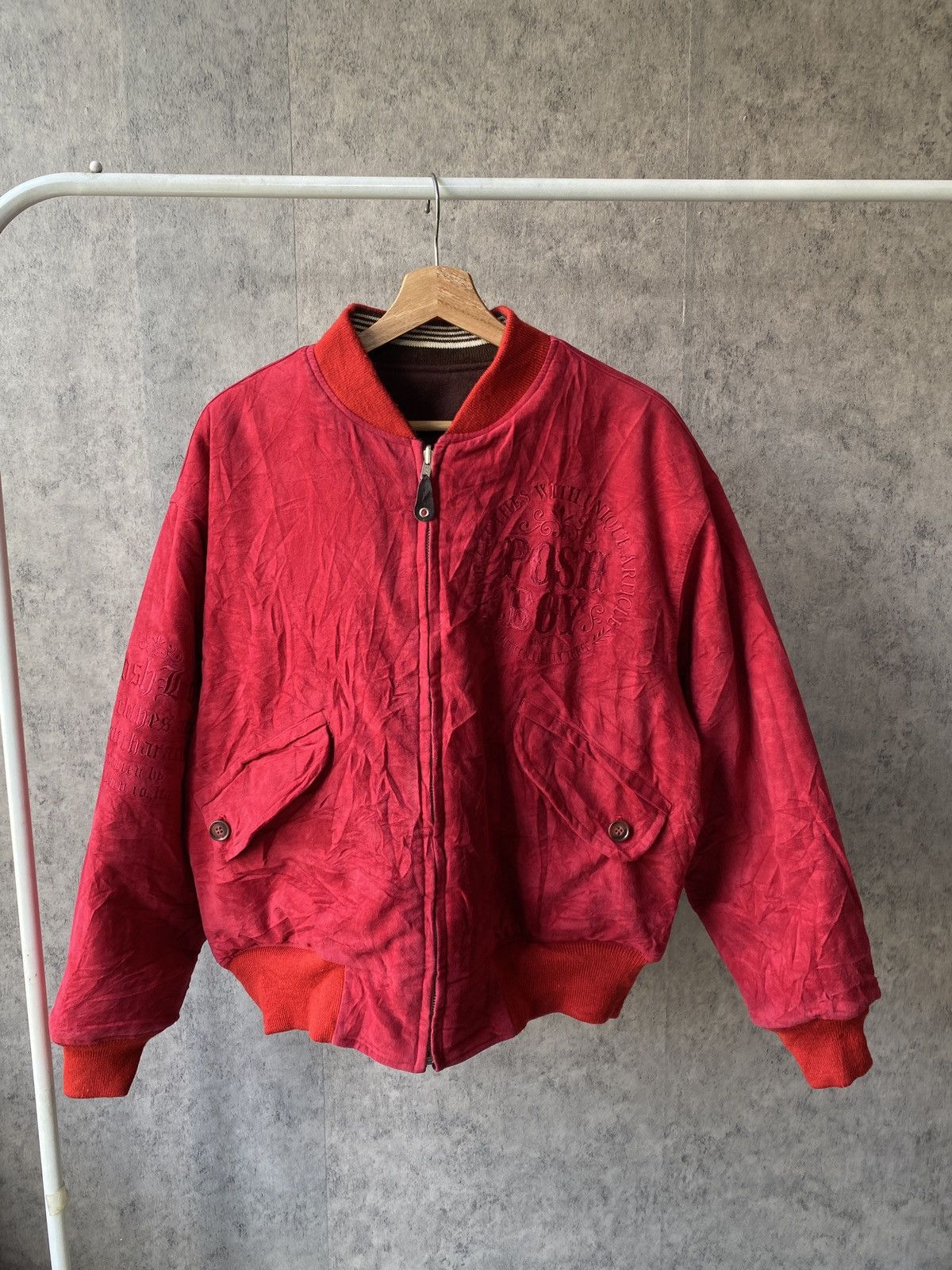 Japanese Brand F/W 1990 Posh Boy Reversible Wool Bomber Jacket Size US L / EU 52-54 / 3 - 3 Thumbnail