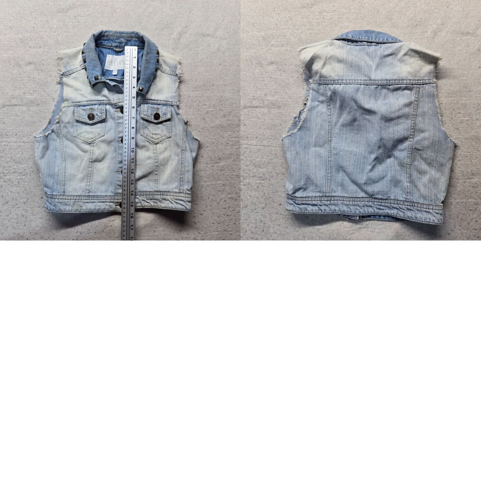Denime VINTAGE dELiA*s Blue Floral Denim Biker Vest Sleeveless Adult Women's Size S Small Size 28" / US 6 / IT 42 - 8 Thumbnail