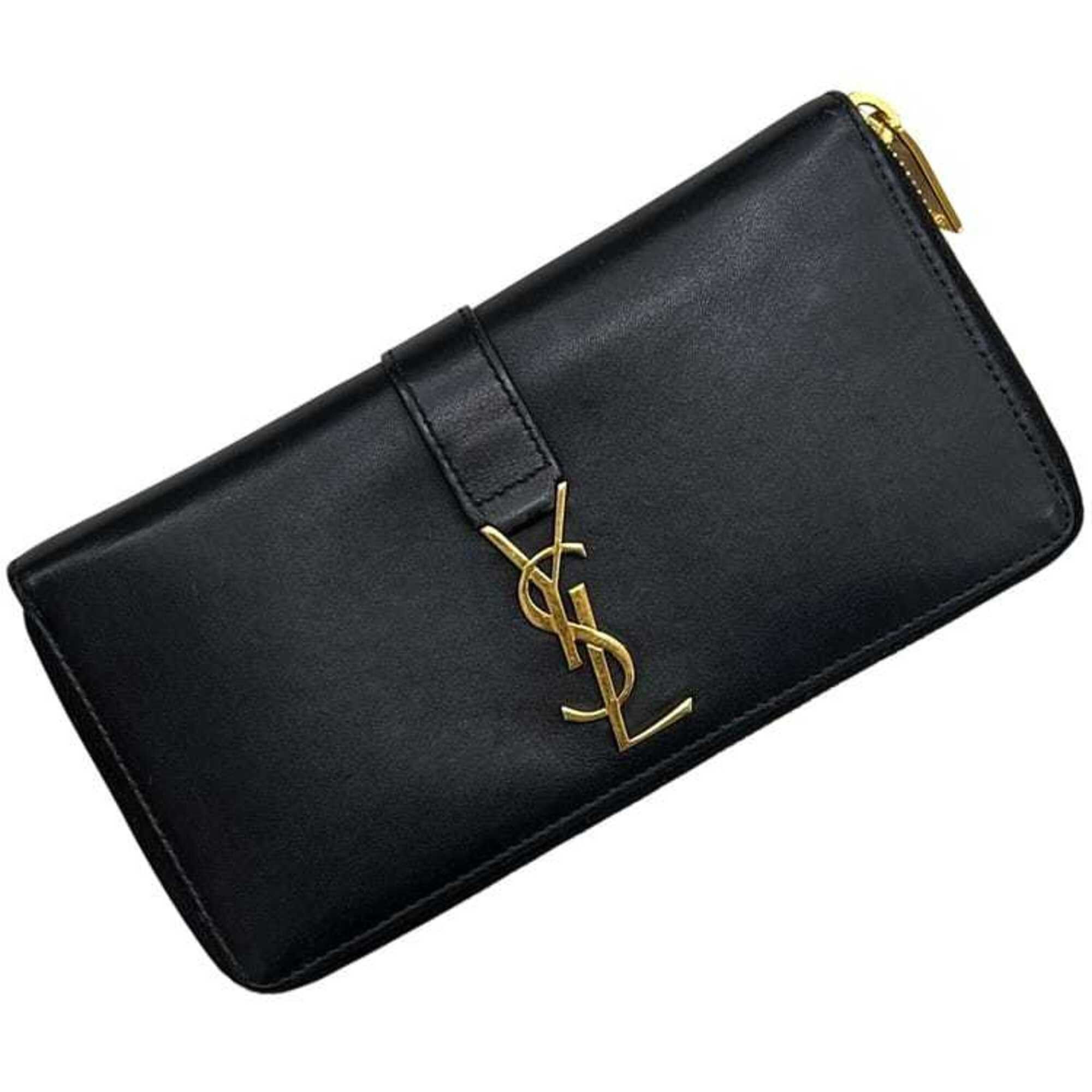 Saint Laurent Paris Saint Laurent Round Long Wallet, Black, Cassandra CFP 414570 1017, YSL Leather, SAINT LAURENT PARIS Size ONE SIZE - 1 Thumbnail