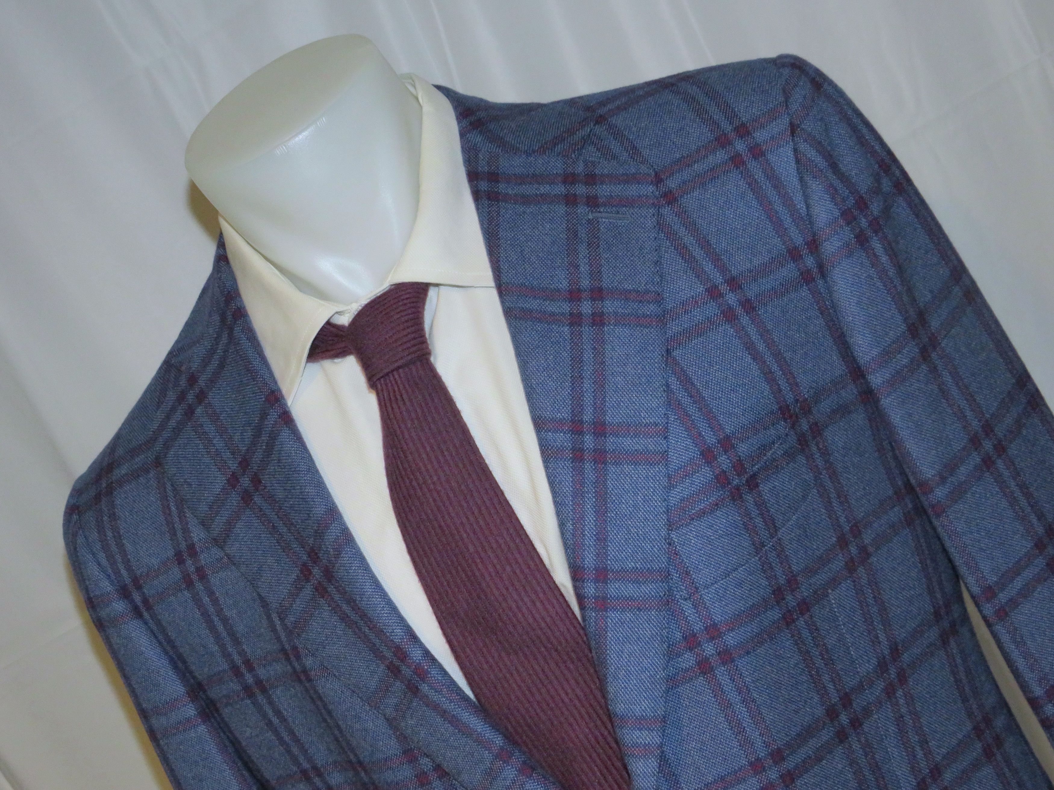 Cesare Attolini × Tincati Blue Plaid 100% Cashmere Sport Coat 42R Size 42R - 4 Thumbnail