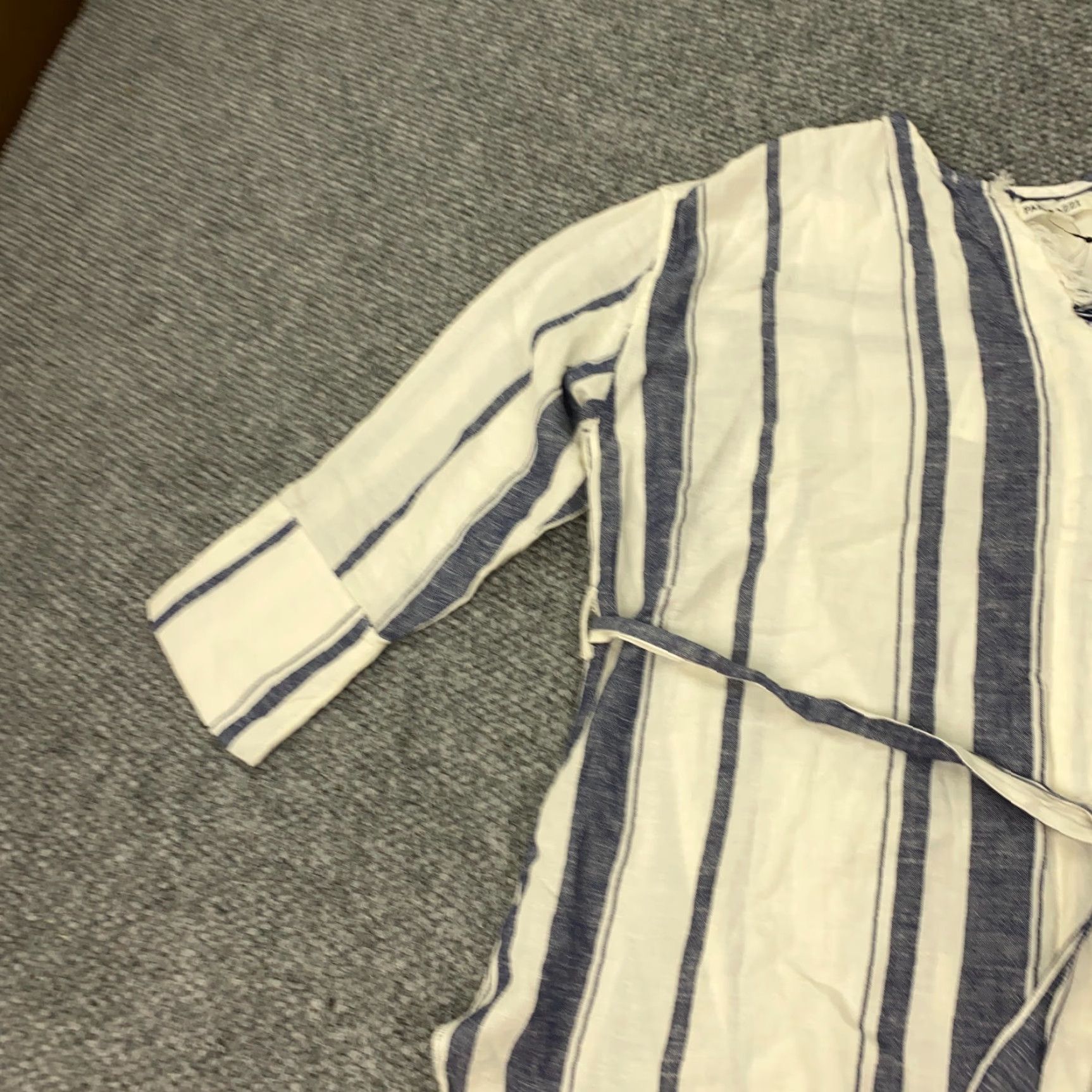 Vintage Paparazzi Jacket Cover-Up Womens XL White Linen-Blend Wide Stripe Tie NWT Size XL / US 12-14 / IT 48-50 - 3 Thumbnail