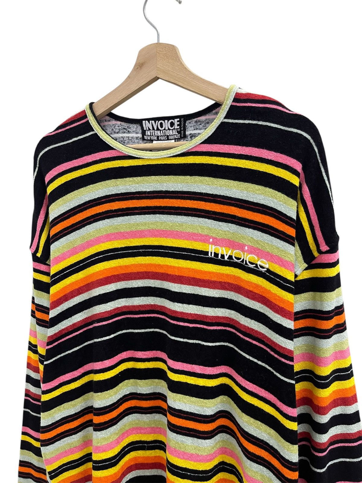 Japanese Brand Invoice Disco Stripe Wool L/S Shirt Size US XL / EU 56 / 4 - 3 Thumbnail
