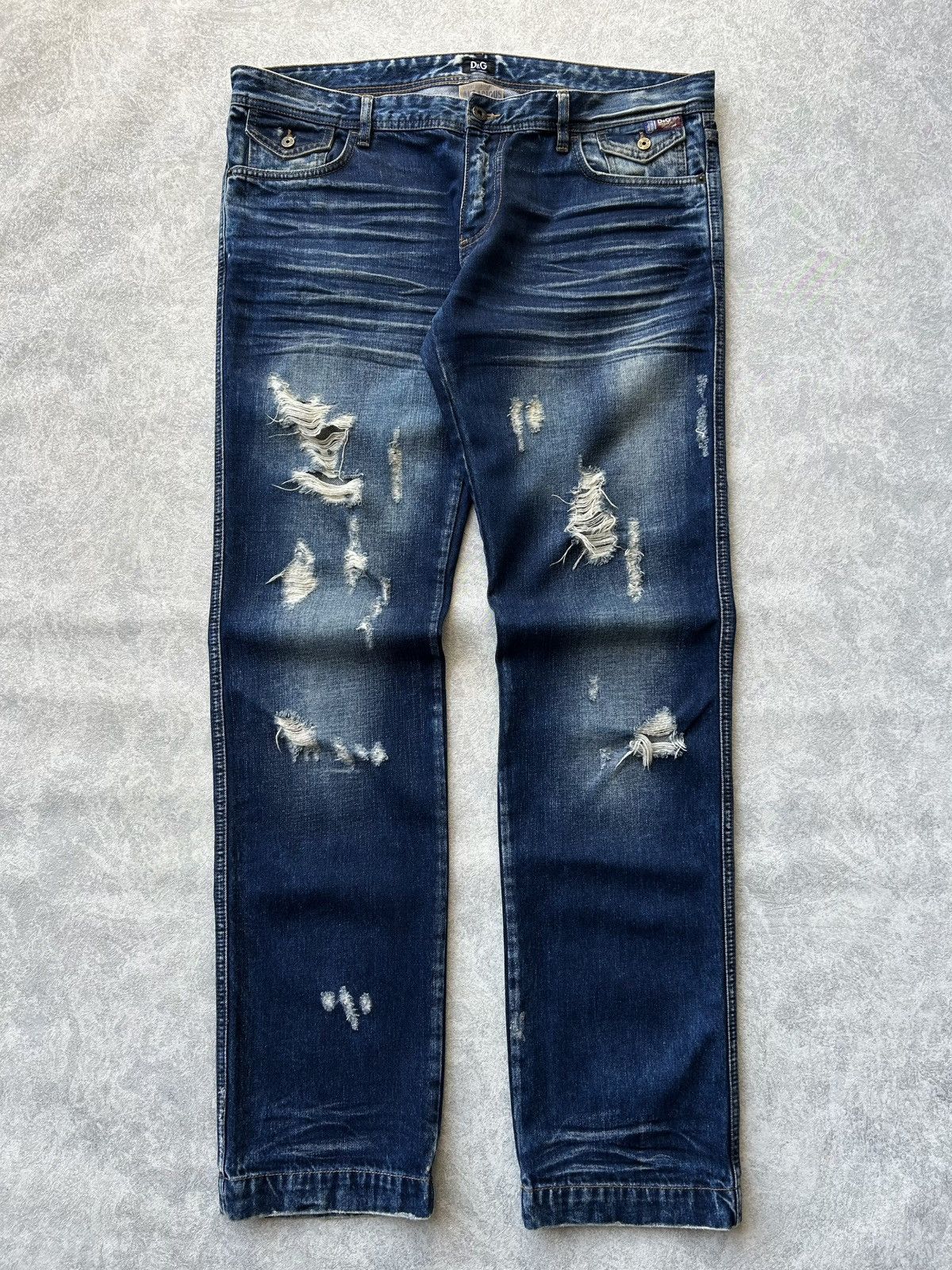 Dolce & Gabbana Vintage 00s Dolce & Gabbana Distressed Faded Denim Jeans Size US 34 / EU 50 - 1 Thumbnail
