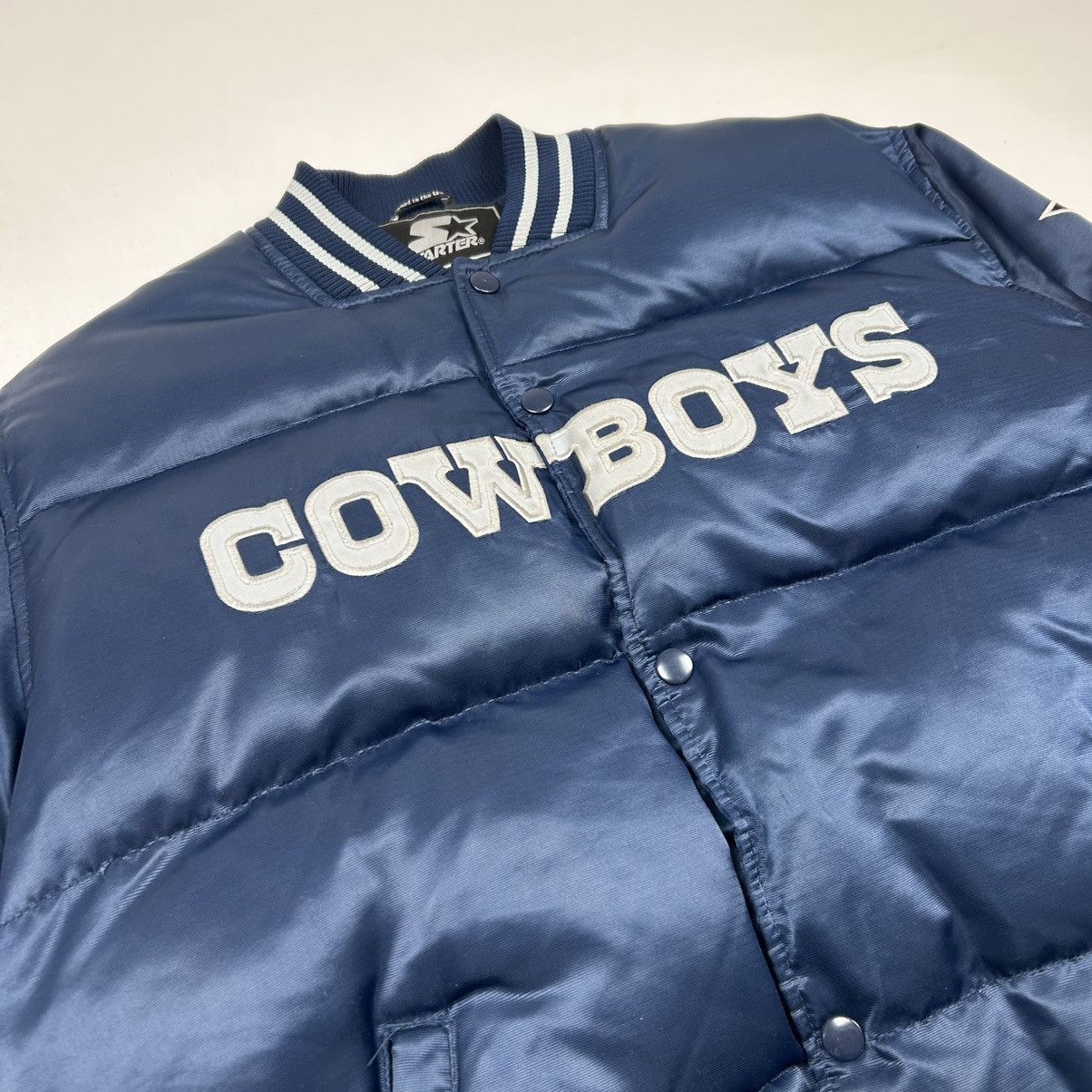 Starter Vintage 1990s Starter Dallas Cowboys Puffer Bomber Jacket Size US L / EU 52-54 / 3 - 2 Thumbnail