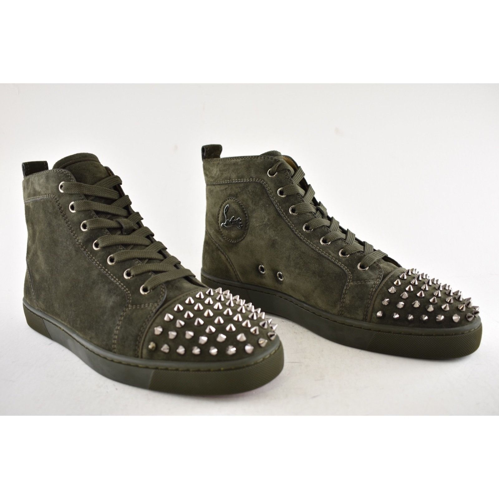 Christian Louboutin Christian Louboutin Lou Spikes Flat Tyrol Green Suede High Size US 9.5 / EU 42-43 - 4 Thumbnail