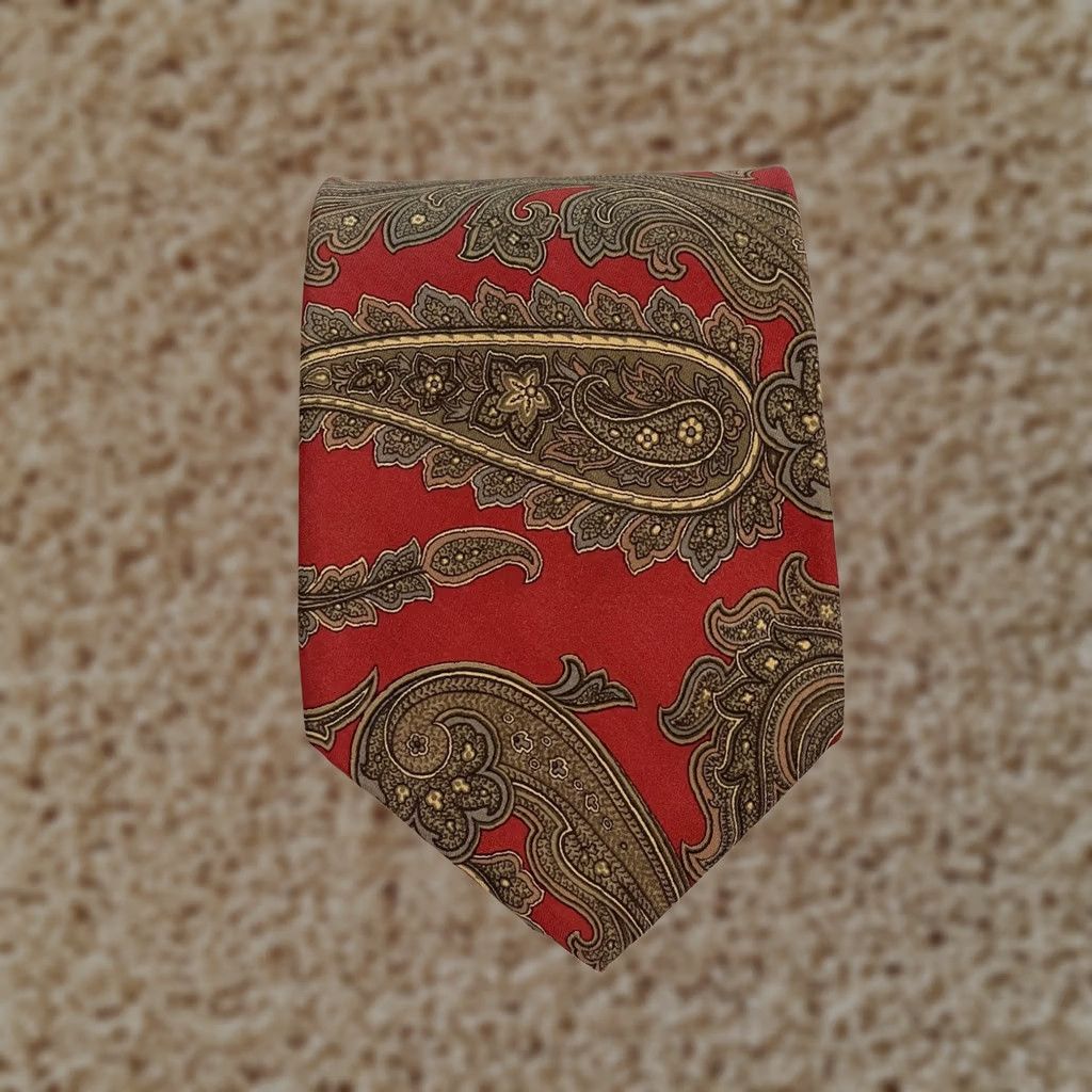 Vintage VINTAGE Gitman Bros Silk Red Gold Paisley Neck Tie Men's Made in USA Size ONE SIZE - 1 Thumbnail
