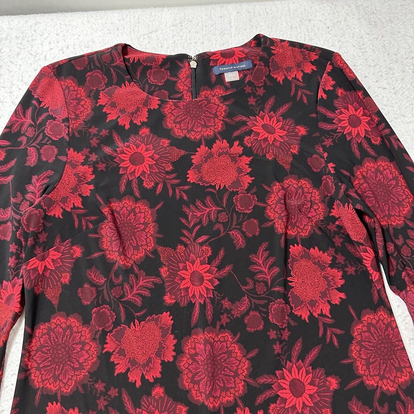 Tommy Hilfiger Tommy Hilfiger 8 A-Line Shift Black Red Floral Dress Size M / US 6-8 / IT 42-44 - 2 Thumbnail