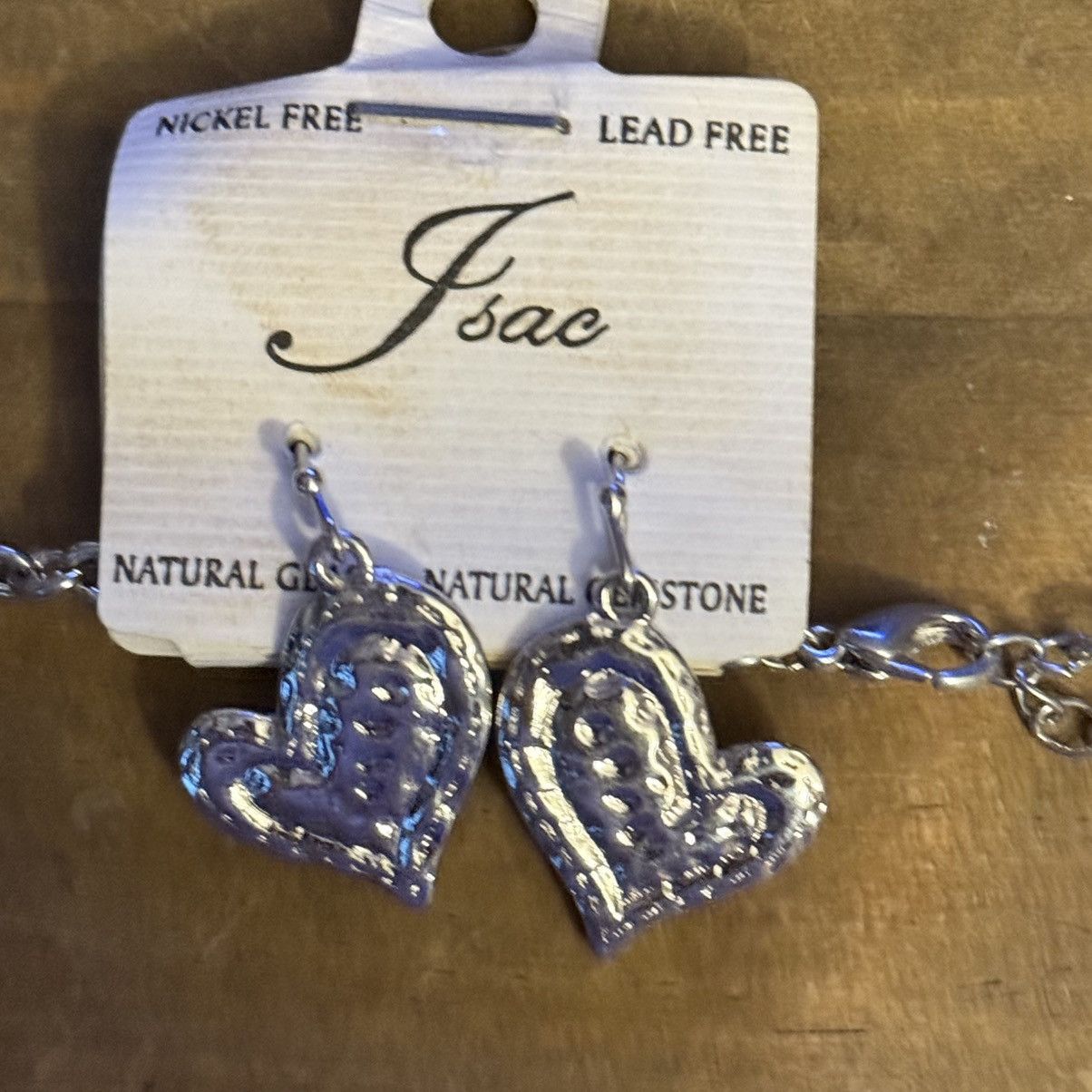 Other Silver tone large etched heart pendant necklace/earrings set Size ONE SIZE - 4 Thumbnail