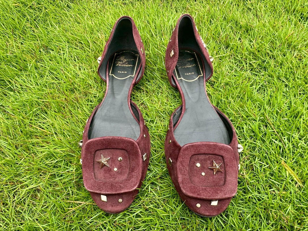 Roger Vivier Roger Vivier Velvet Crystal Embellished D’orsay Ballet Size US 4.5 / IT 34.5 - 1 Thumbnail