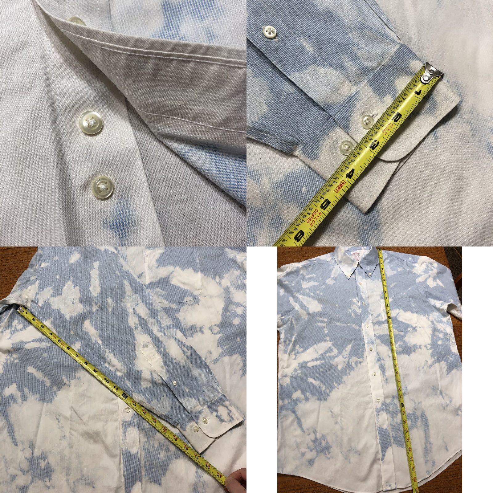 Brooks Brothers Brooks Brothers Tie Dye Dress Shirt Mens 16 2/3 Long Sleeve Blue White Checkered Size 46R - 8 Thumbnail