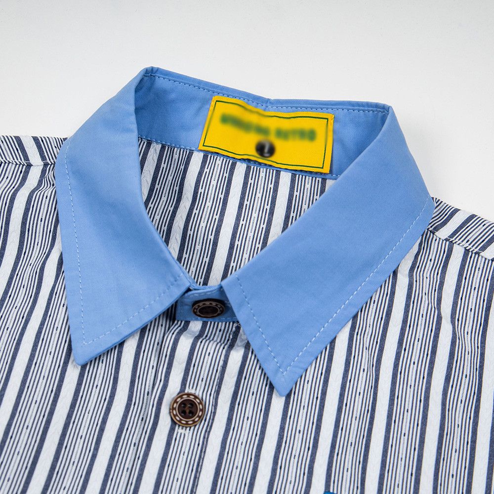 Japanese Brand Fun Cartoon Embroidered Striped Short-Sleeve Shirt Size US M / EU 48-50 / 2 - 3 Thumbnail