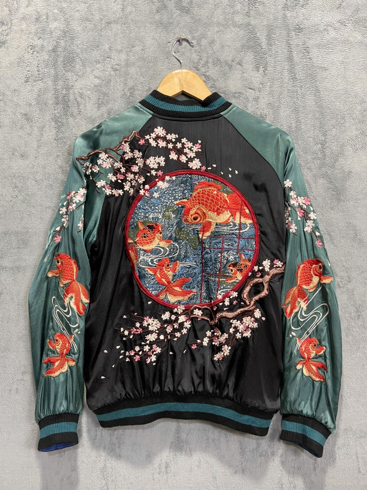 Japanese Brand Japanese classic script Silk Reversible Sukajan Koi Size US M / EU 48-50 / 2 - 4 Thumbnail