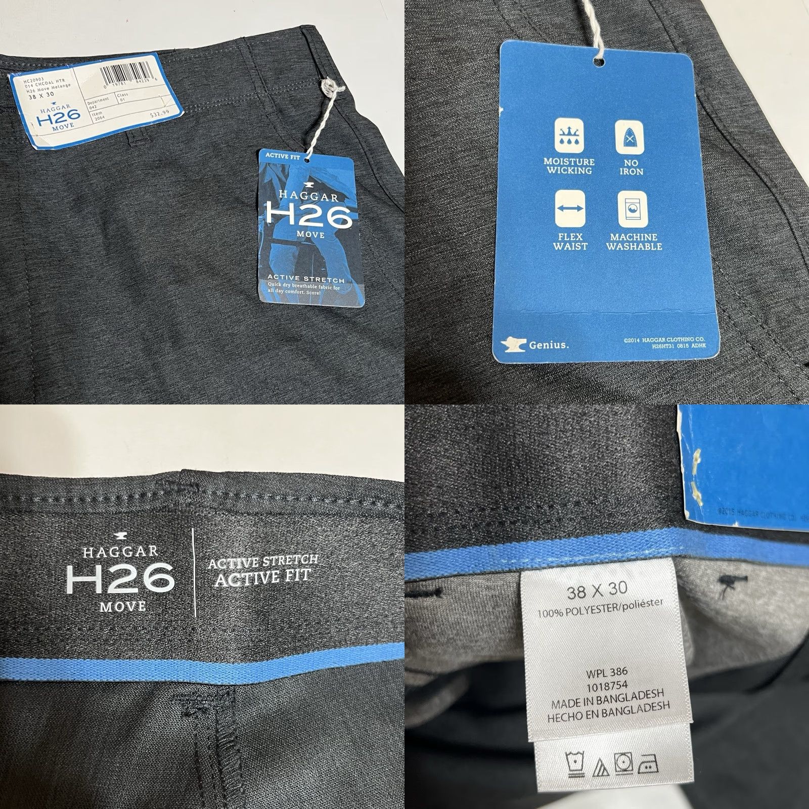 Haggar Haggar H26 Move Active Fit Active Stretch Pants Mens 38x30 Gray NWT Size US 38 / EU 54 - 8 Thumbnail