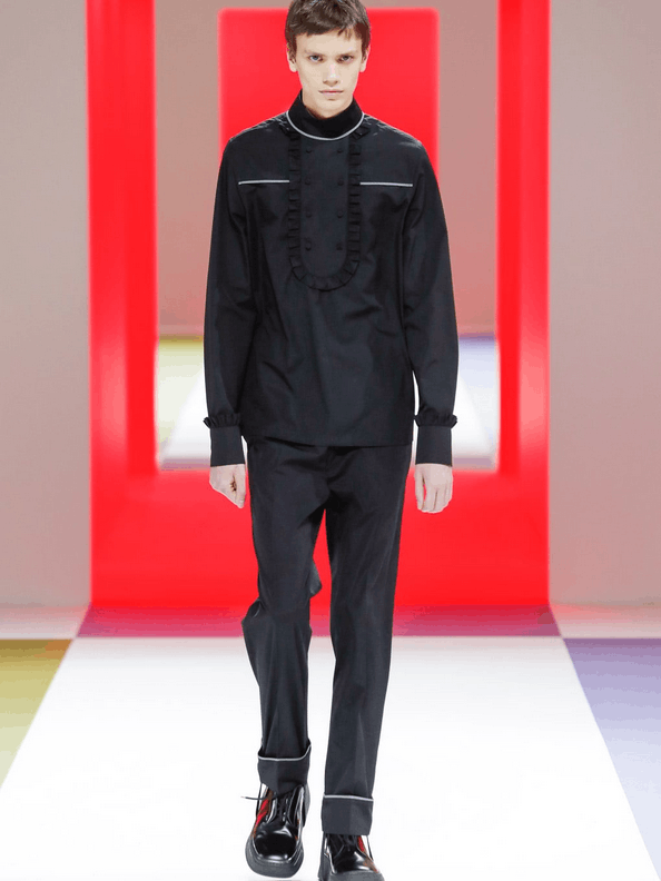 Prada Last drop! Prada shirt with ruffled bib runway FW20 Size US S / EU 44-46 / 1 - 1 Thumbnail