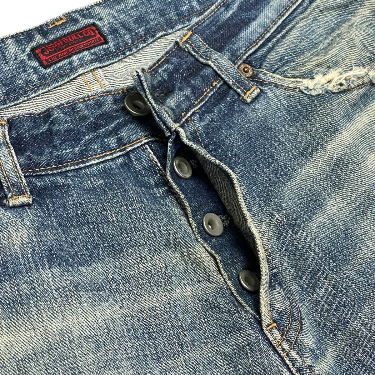 Johnbull Vtg Distressed Faded Straight Selvedge Jeans Made in Japan Size US 32 / EU 48 - 13 Thumbnail