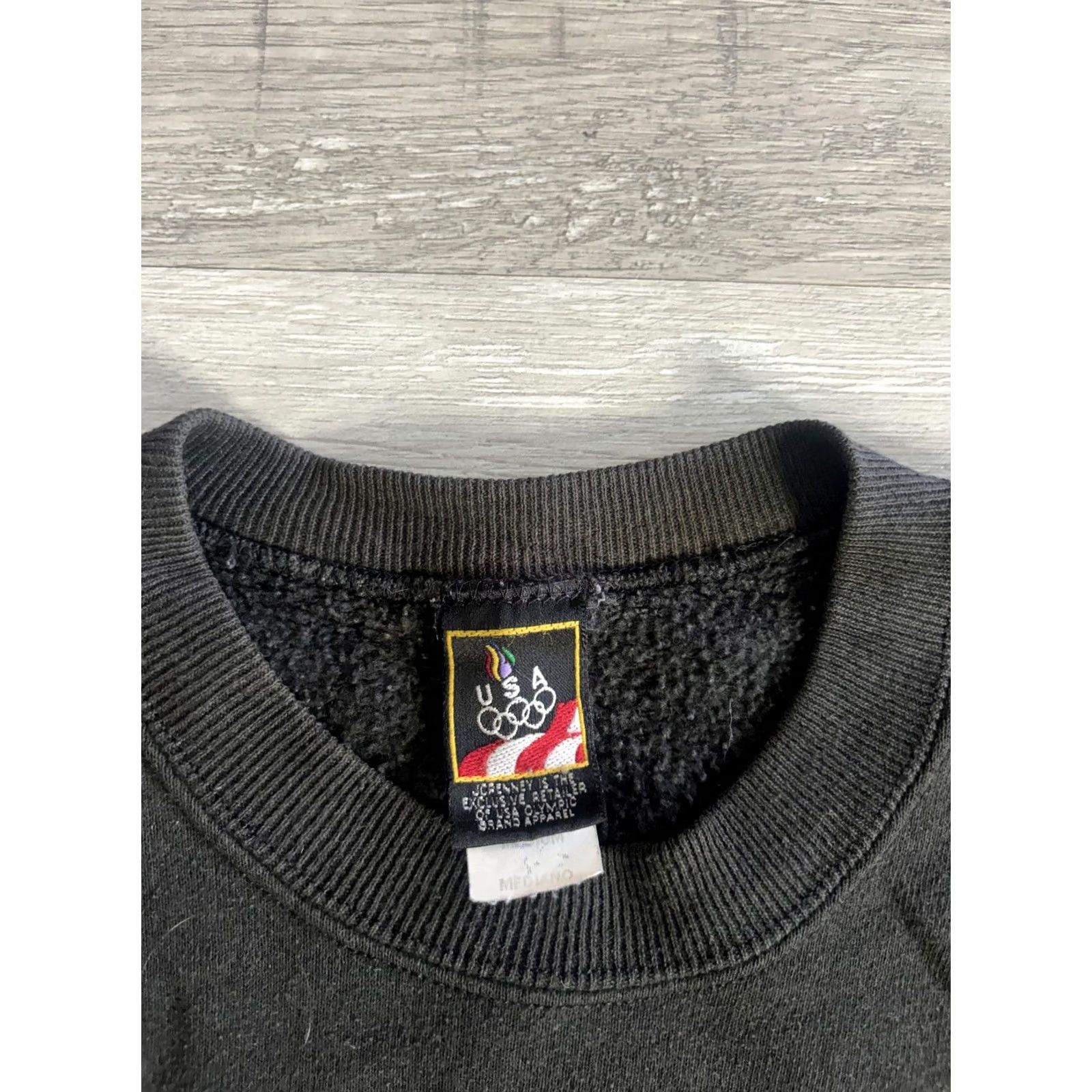 Vintage VINTAGE USA Olympic Sweatshirt Mens Medium Black Fleece Crewneck Logo 90s Size US M / EU 48-50 / 2 - 3 Thumbnail