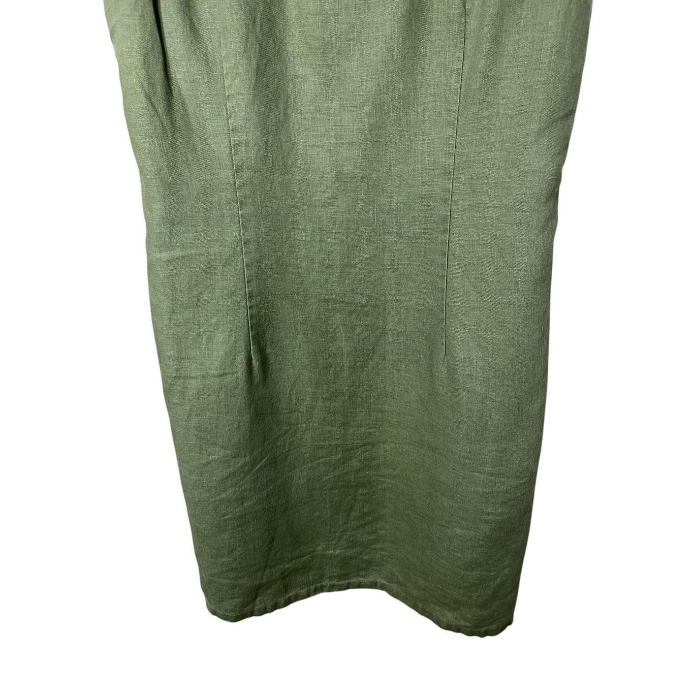 Other LA Redoute Y2K Green 100% Linen Dress Size 12 Size XL / US 12-14 / IT 48-50 - 3 Thumbnail