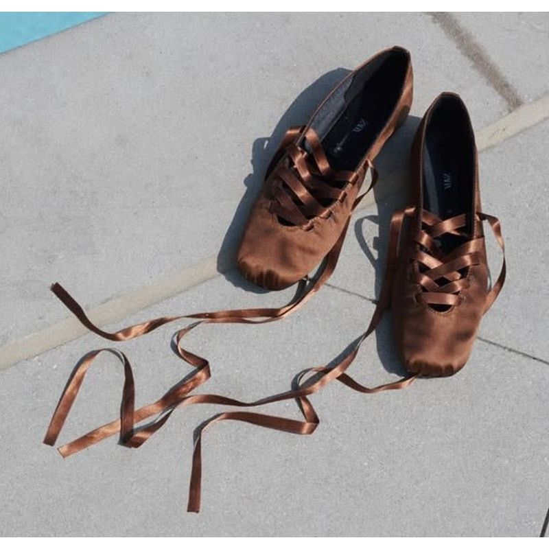 Zara ZARA Lace Up Ballet Flats NWT Size US 7.5 / IT 37.5 - 11 Thumbnail