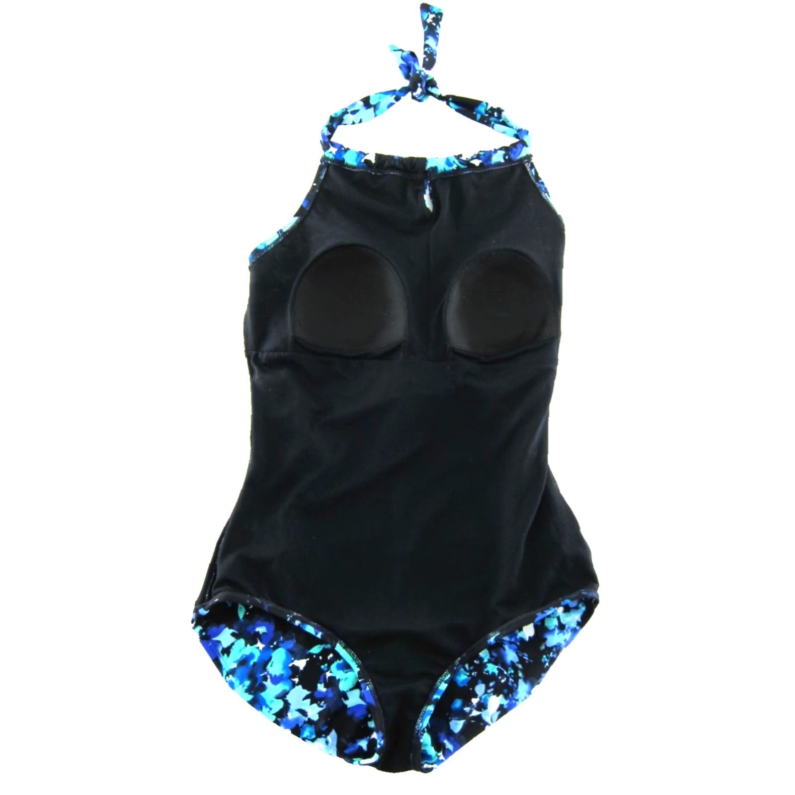 Speedo Speedo One Piece Halter Swimsuit Women Large Slimming Blue Green Black Multicolor Nylon Spandex 80% Nylon 20% Spandex Size ONE SIZE - 4 Thumbnail