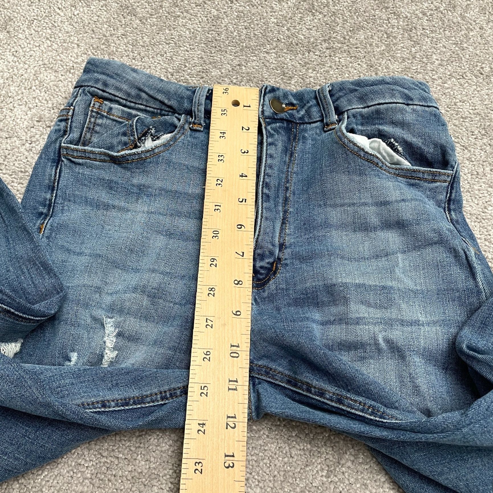 Fashion Nova Fashion Nova Jeans Junior 11 Blue Distressed Straight High Rise 28x31 Woman Size 32" / US 10 / IT 46 - 7 Thumbnail