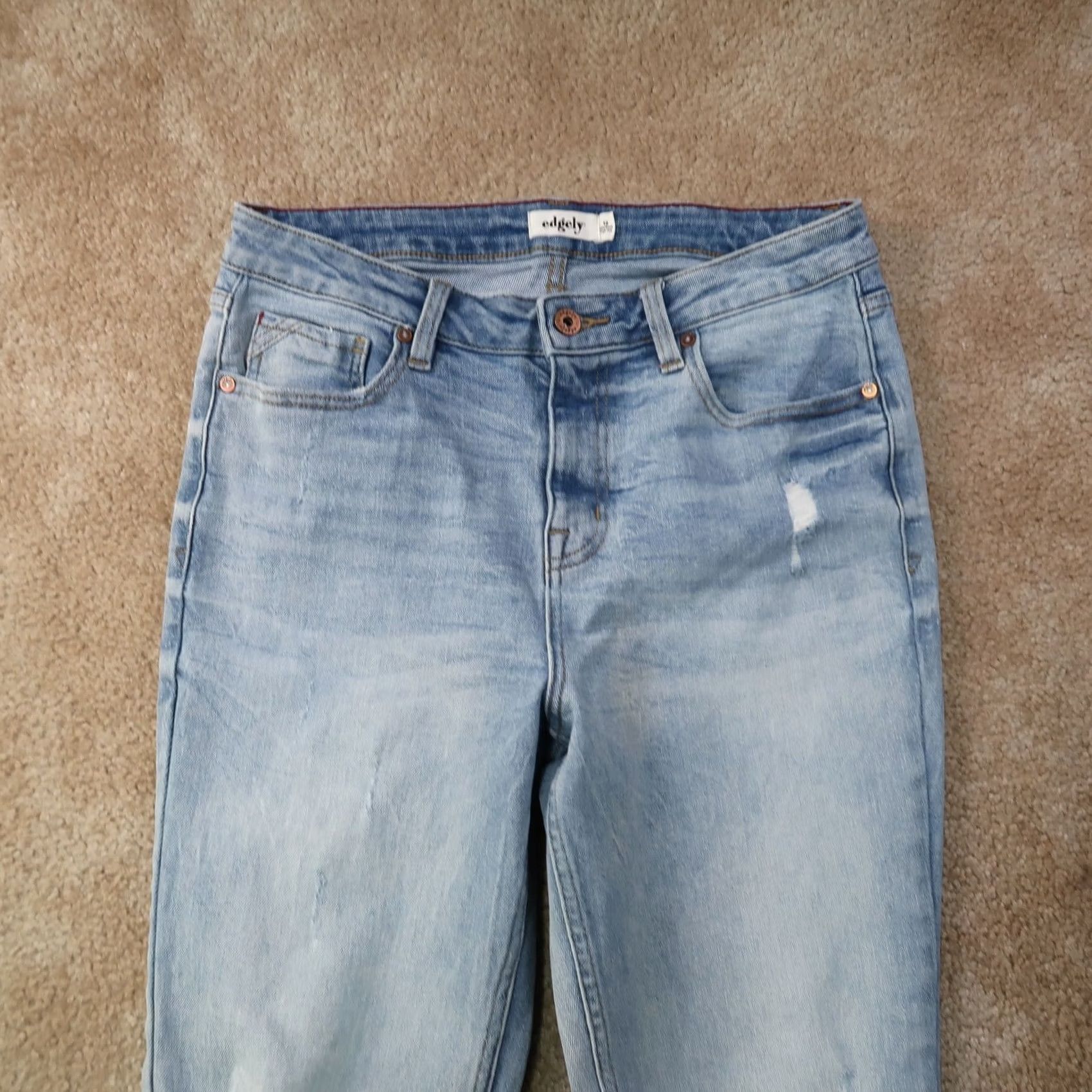 Vintage Edgely Bootcut Jeans Women's 12 Blue Denim Stretch Slim High Rise 30x30 5-Pocket Size 34" / US 12 / IT 48 - 3 Thumbnail