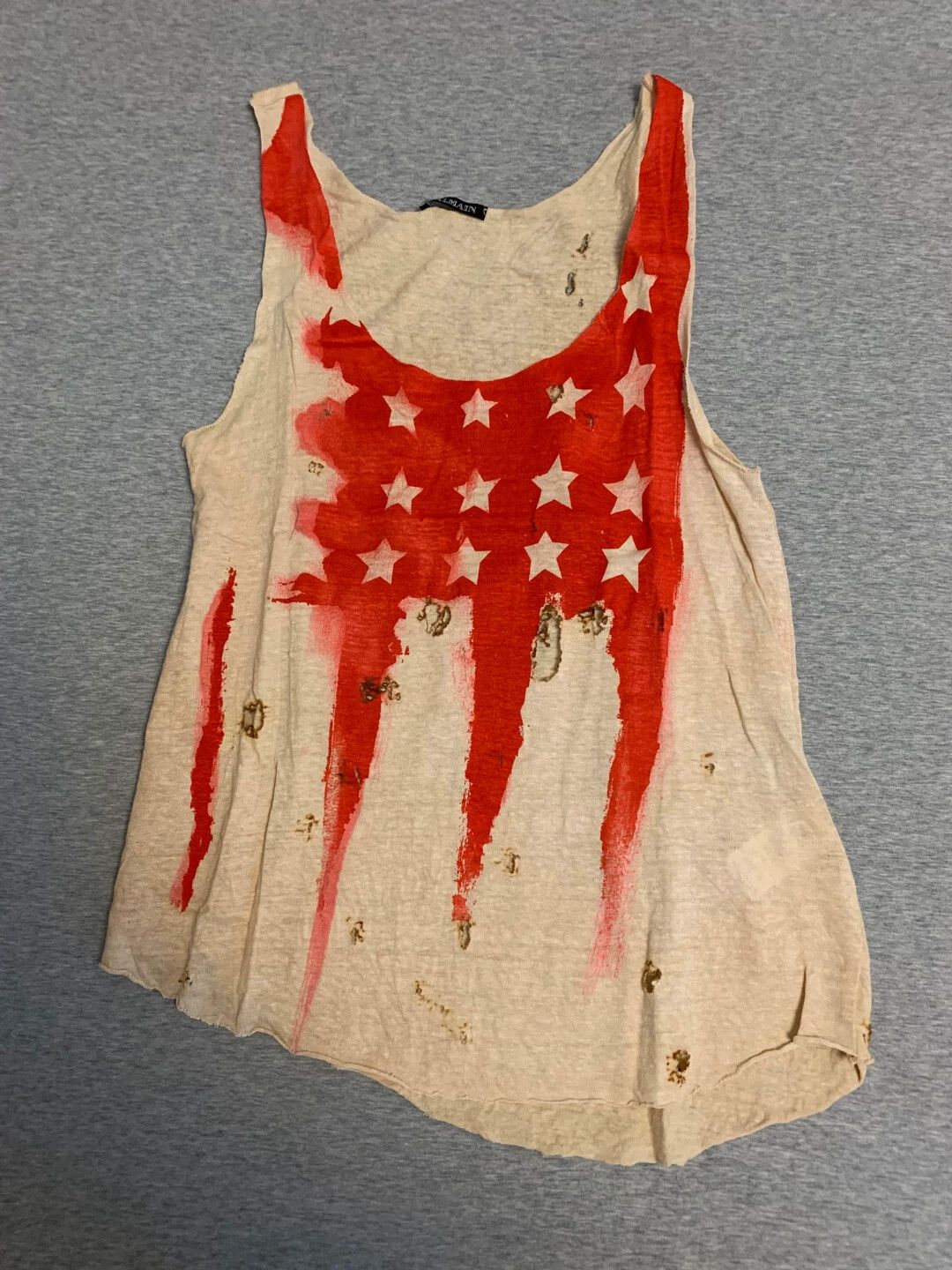 Balmain Balmain CD Archive Pin Distressed Burned Stars Stripes Tee Size XS / US 0-2 / IT 36-38 - 3 Thumbnail