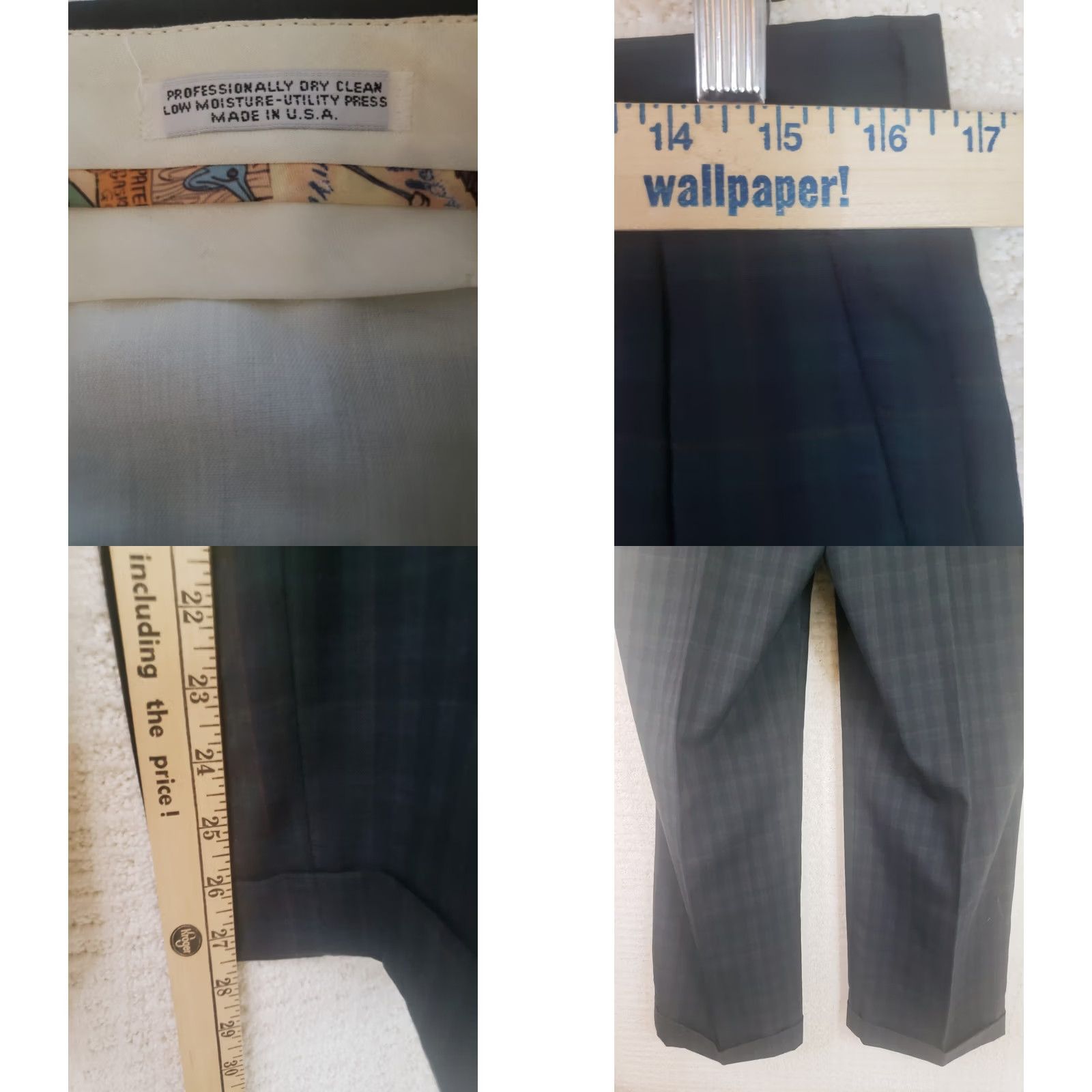 Vintage Mens Corbin Scottish Tartans Pants Green Blue Plaid Wool Casual Flat Front Straight Leg 32X27.5" Size US 32 / EU 48 - 11 Thumbnail
