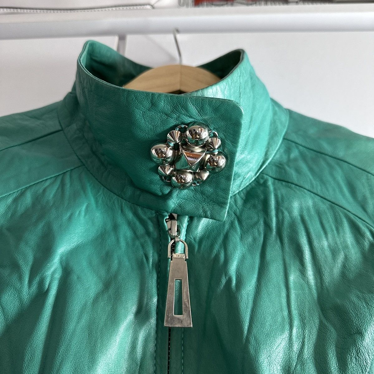 Other Vintage Giorgio Roti Green Leather Printed Silk Lining Size M / US 6-8 / IT 42-44 - 2 Thumbnail