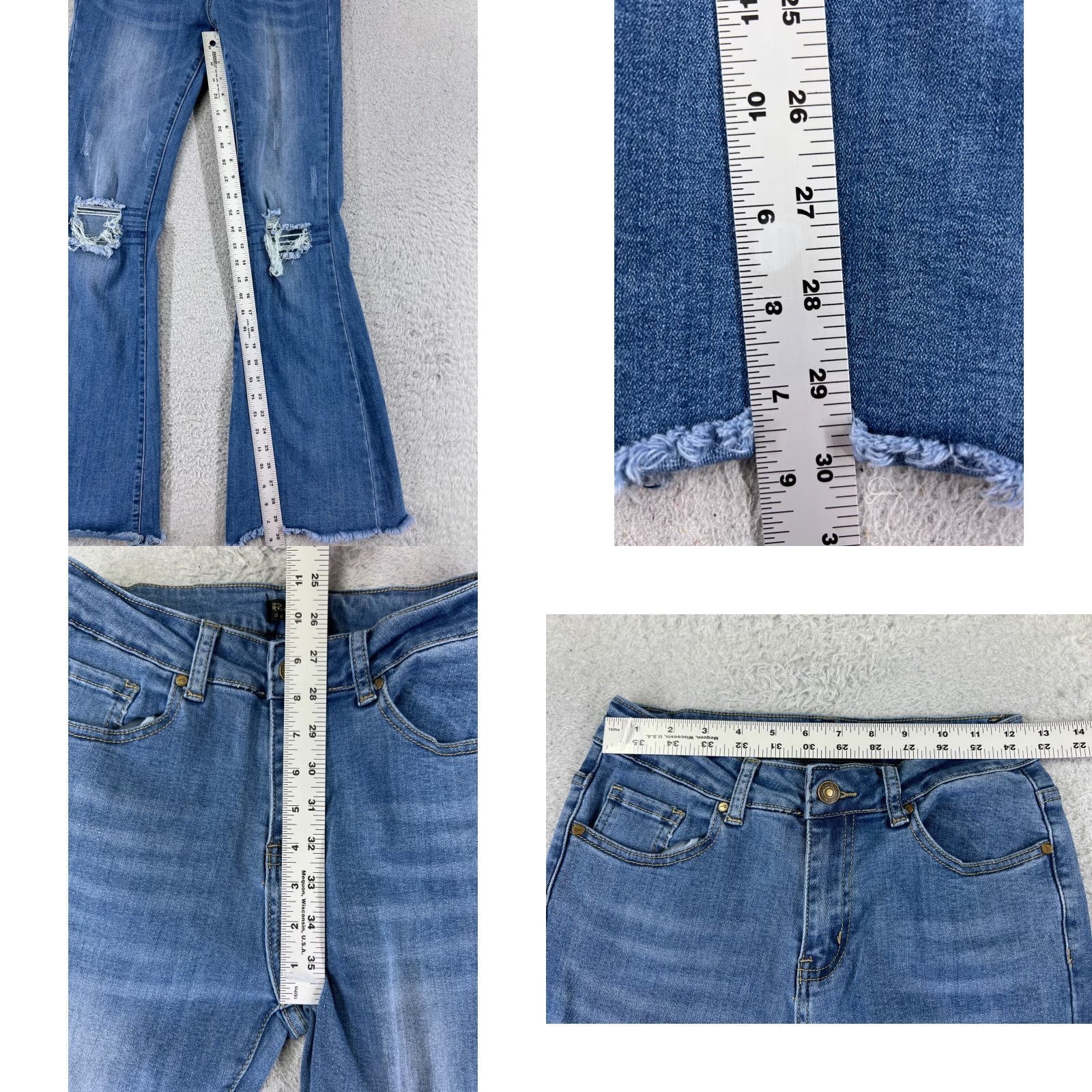 Vintage Pink Label Jeans Women Jeans 3 Blue Flared Distressed Cotton Blend 23x30 Vintage No 30 Inseam 30 Size 26" / US 2 / IT 38 - 8 Thumbnail