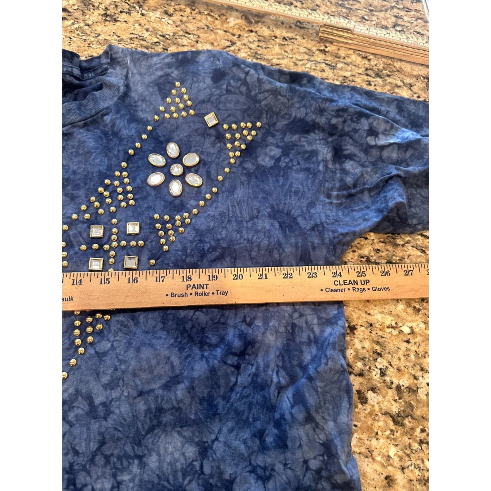 Vintage VINTAGE Accessory Lady blue tie dyed embellished T-shirt One Size 80s 90s Womens Size ONE SIZE - 5 Thumbnail