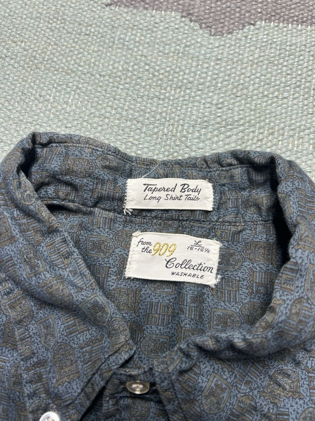 Vintage Vtg 1960s button shirt cotton all over print abstract Large Size US L / EU 52-54 / 3 - 7 Thumbnail