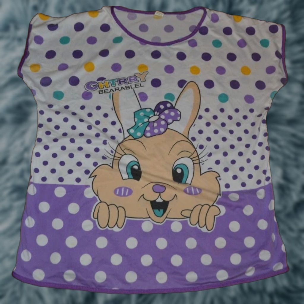 Vintage Odd Strange Chtrry Bearablel Bunny Engrish Chinese Polka Dot PJs Large Weird Size ONE SIZE - 1 Thumbnail
