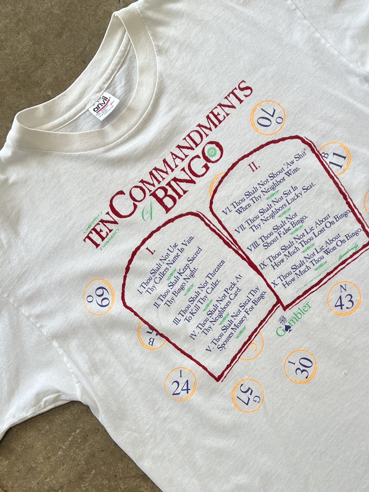 Vintage Vintage 90s Ten Commandments Bingo Religious Tee XL Size US XL / EU 56 / 4 - 1 Thumbnail