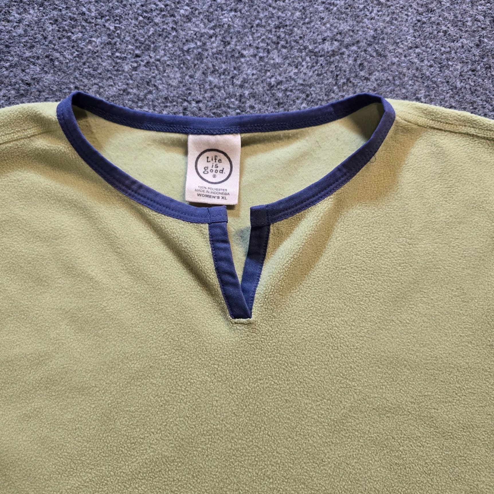 Life is Good Life is Good Sweater Womens XL Green Micro Fleece V Neck Outdoors Layer Pullover Casual Winter Fall Spring Womens Size XL / US 12-14 / IT 48-50 - 2 Thumbnail