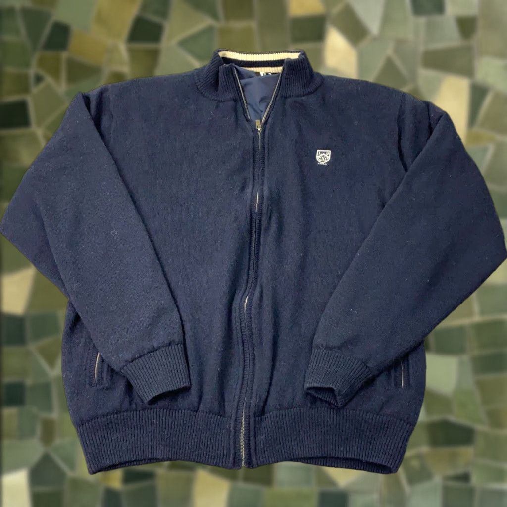 Footjoy FootJoy Jacket Men XL Blue Knit Wool Full Zip Mock Neck Lined Wool Embroidered Windbreaker Short Coat Size US XL / EU 56 / 4 - 1 Thumbnail