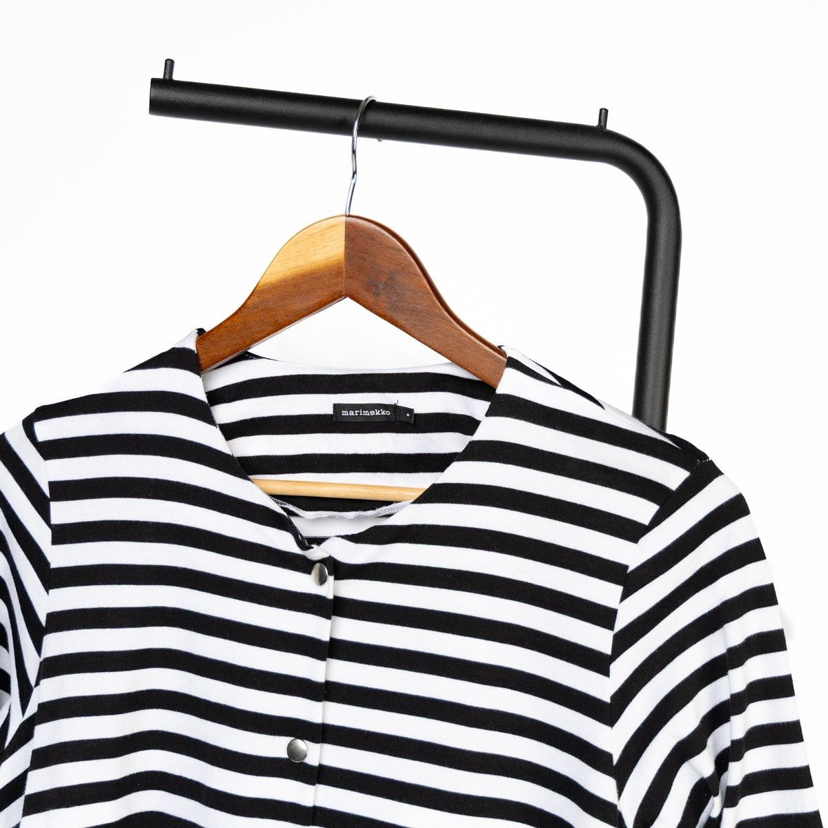 Marimekko Marimekko Black White Striped Dress Snap Front 3/4 Sleeve Size S / US 4 / IT 40 - 2 Thumbnail