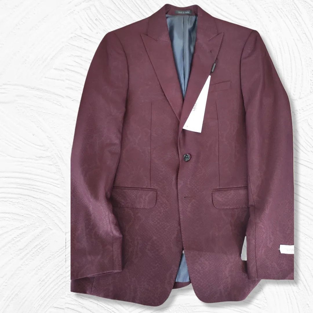 Calvin Klein Calvin Klein Sport Blazer Wine Animal Print-fashionella Size 36R - 2 Thumbnail