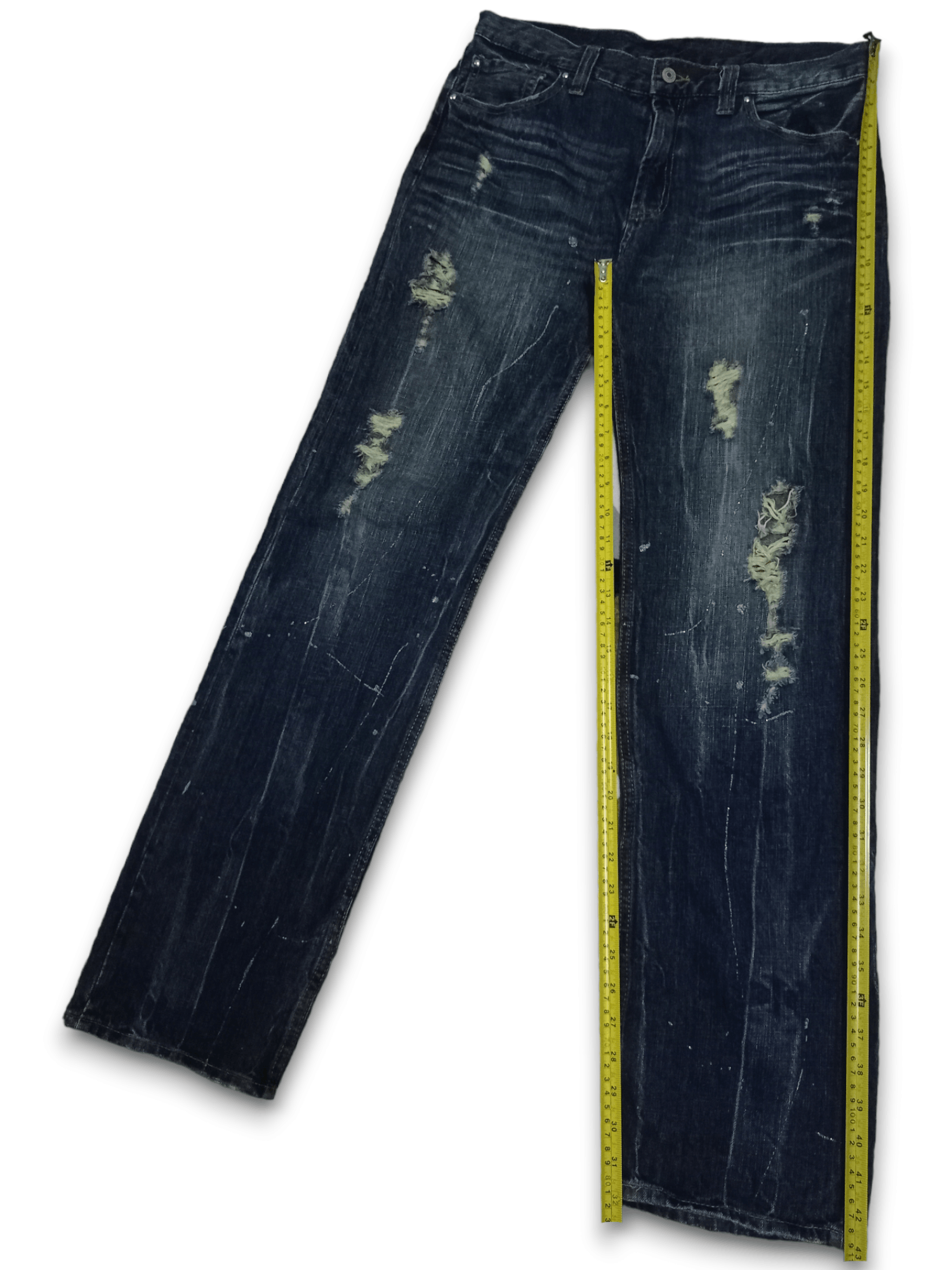 Japanese Brand Vintage Japanese Brand Indigo Wash Distressed Loose Jeans Size US 33 - 9 Thumbnail