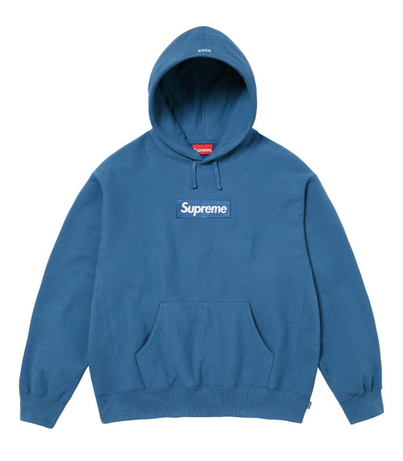 image of Blue Supreme Hooded Box Logo Sweatshirt, Men's (Size Small)