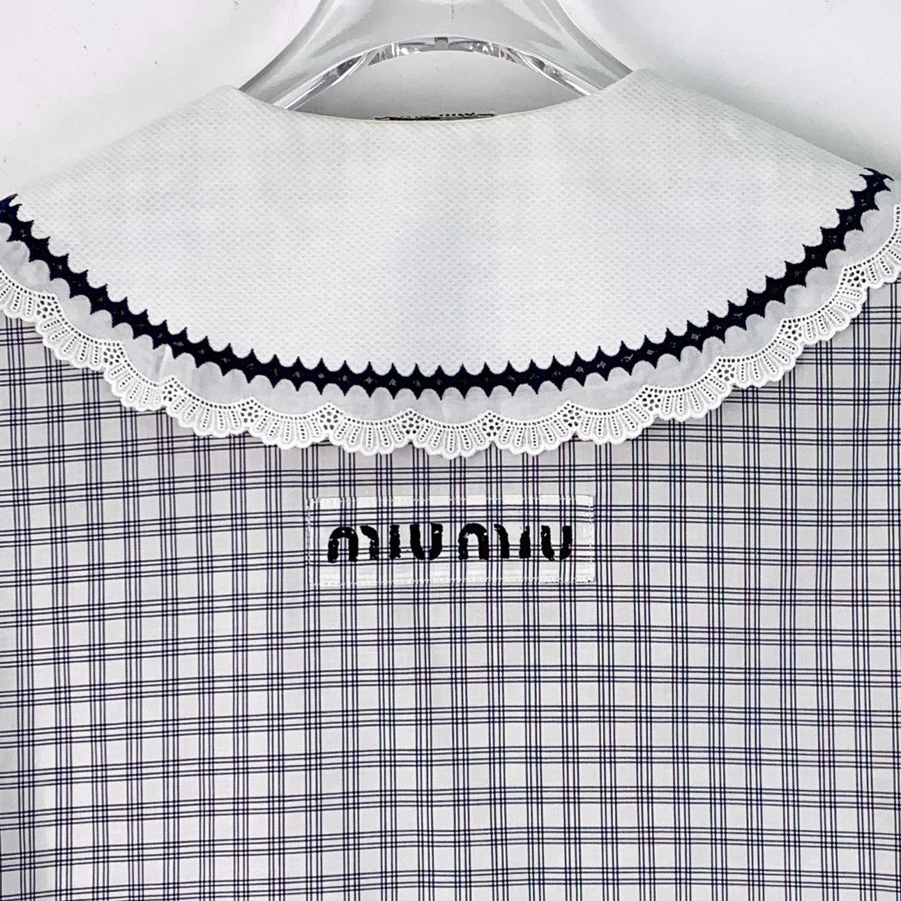 Miu Miu Miu Miu Colorblocked Check Cotton Doll Collar Shirt Size XS / US 0-2 / IT 36-38 - 5 Thumbnail