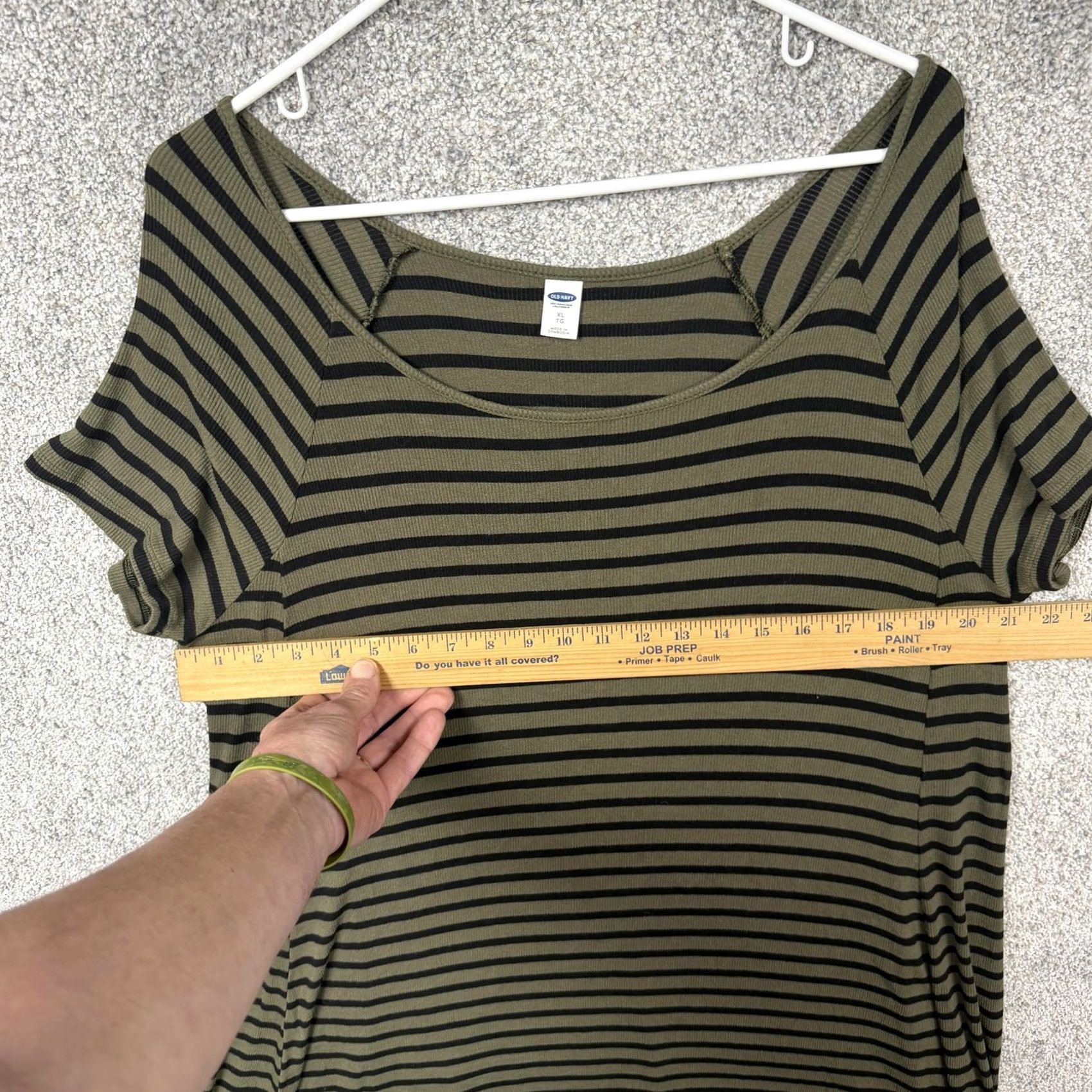 Old Navy Old Navy T-Shirt Dress XL Olive Green Striped Knit Scoop Neck Raglan Short Sleeve Casual Summer Womens Size XL / US 12-14 / IT 48-50 - 2 Thumbnail