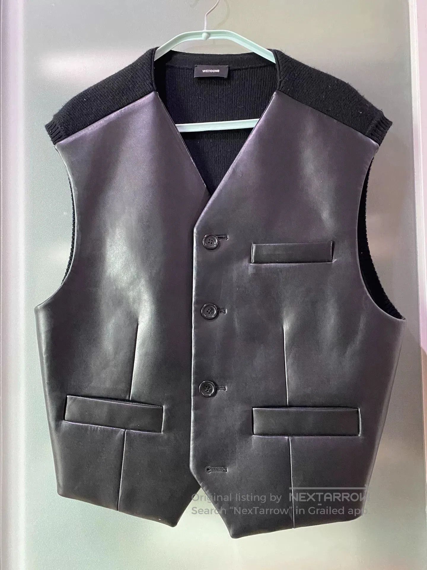 WE11DONE black sleeveless vest with leather details. Size US M / EU 48-50 / 2 - 1 Thumbnail