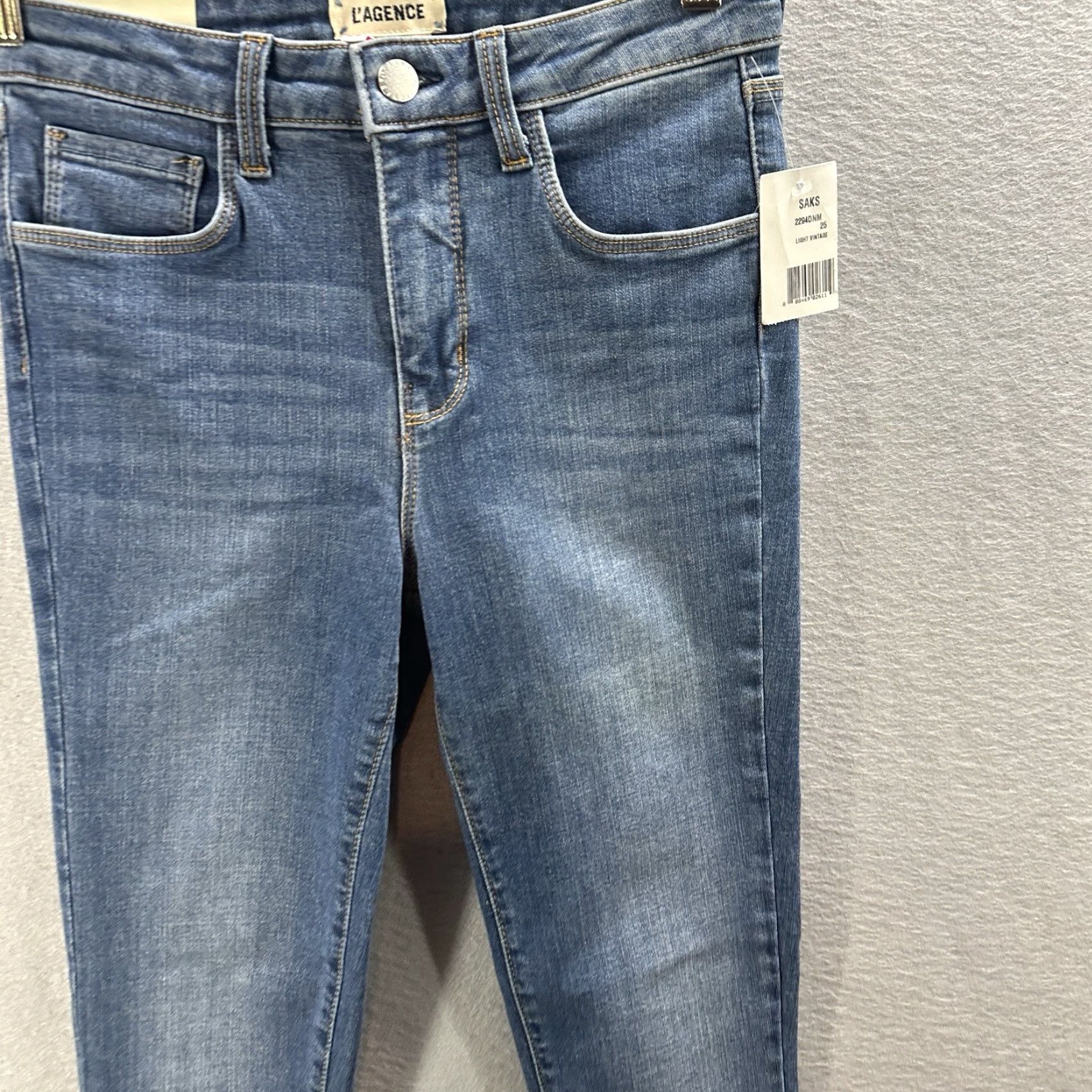 L'AGENCE L'AGENCE Margot Skinny High Rise Jeans Women 25 Blue Denim Slim 5-Pocket Mid Rise 26in Inseam Vintage? No (Dark Wash) - Regular Size Womens Jeans Size 42" / US 20 - 5 Thumbnail