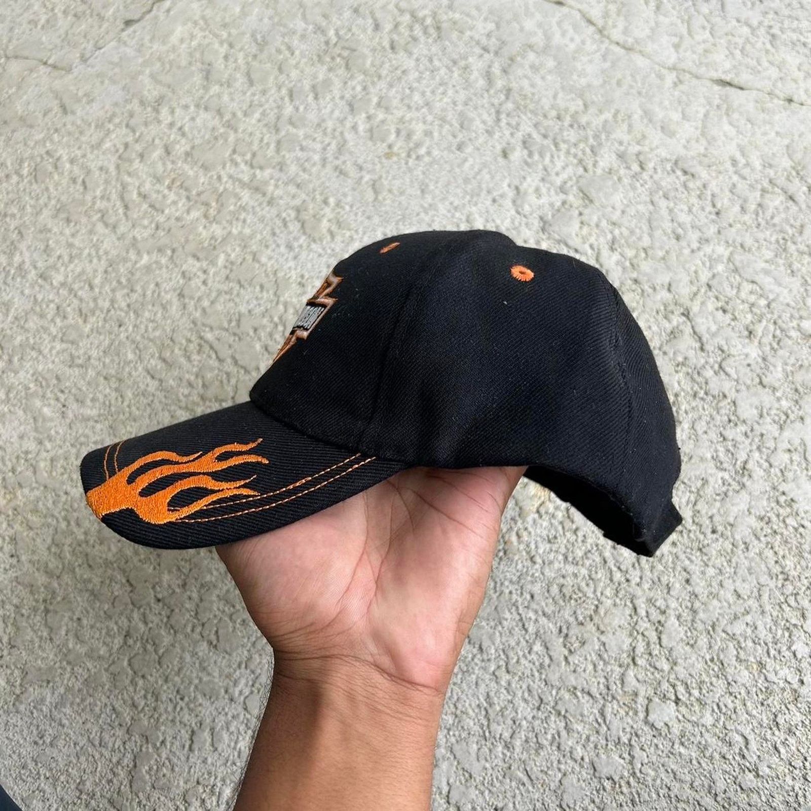 Harley Davidson × Vintage 90s Harley Davidson Flames Snapback Black Baseball Cap Hat. Size ONE SIZE - 2 Thumbnail