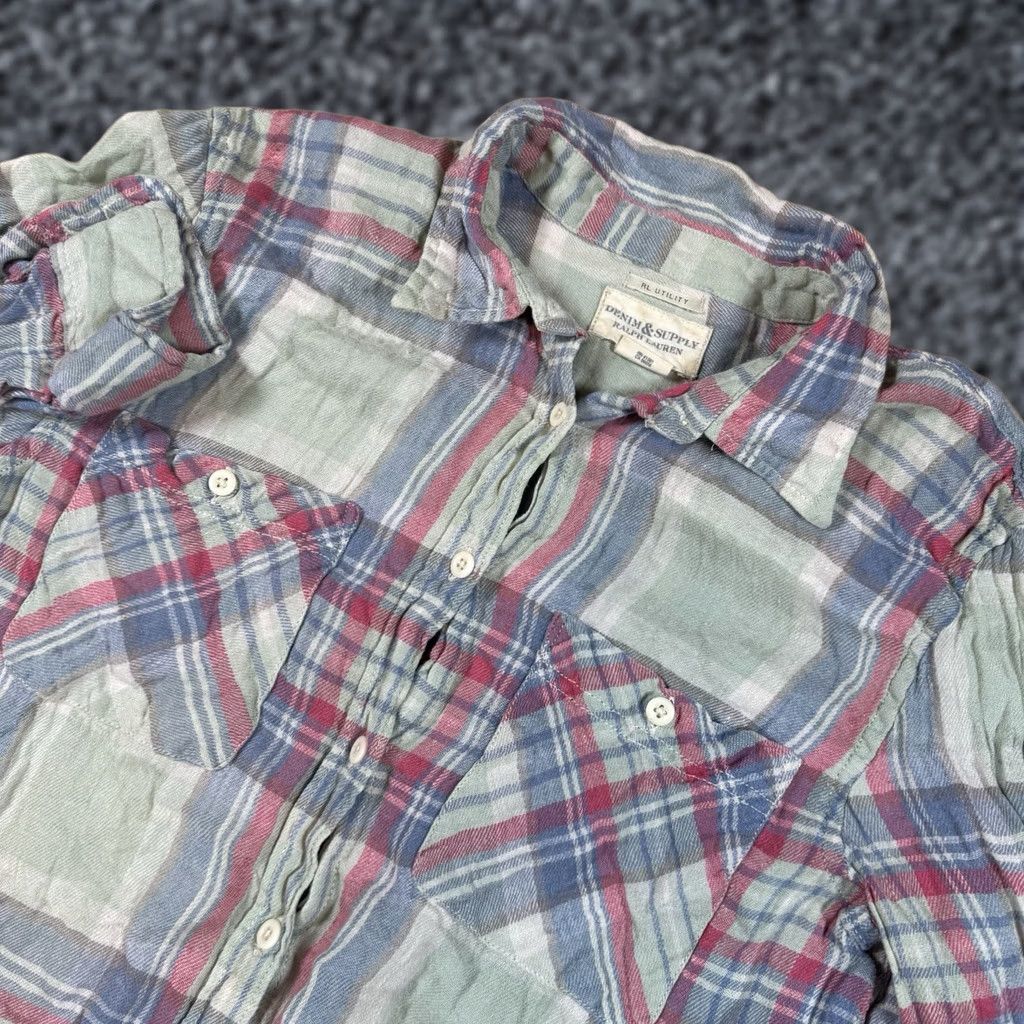 Ralph Lauren Ralph Lauren Denim & Supply Shirt Womens Medium Plaid Linen Blend Denim Top Button-Up Blue M Womens Size M / US 6-8 / IT 42-44 - 1 Thumbnail