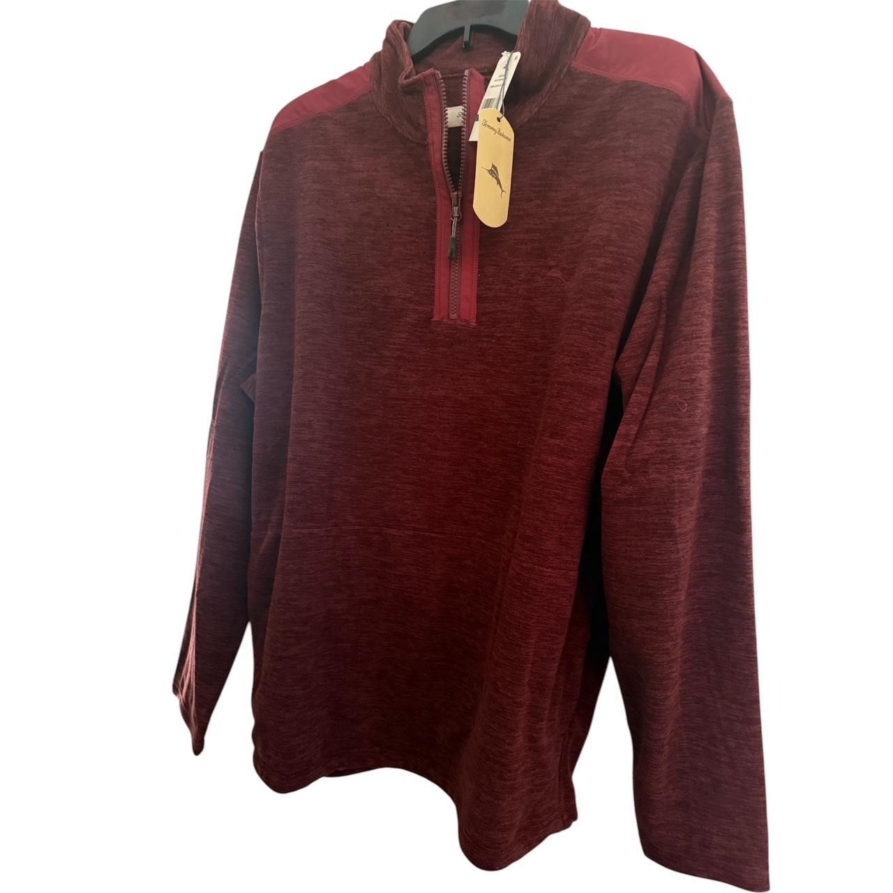 Tommy Bahama Tommy Bahama Mens Wine Half Zip Stand Collar Pockets Knit Pu Size US XL / EU 56 / 4 - 4 Thumbnail