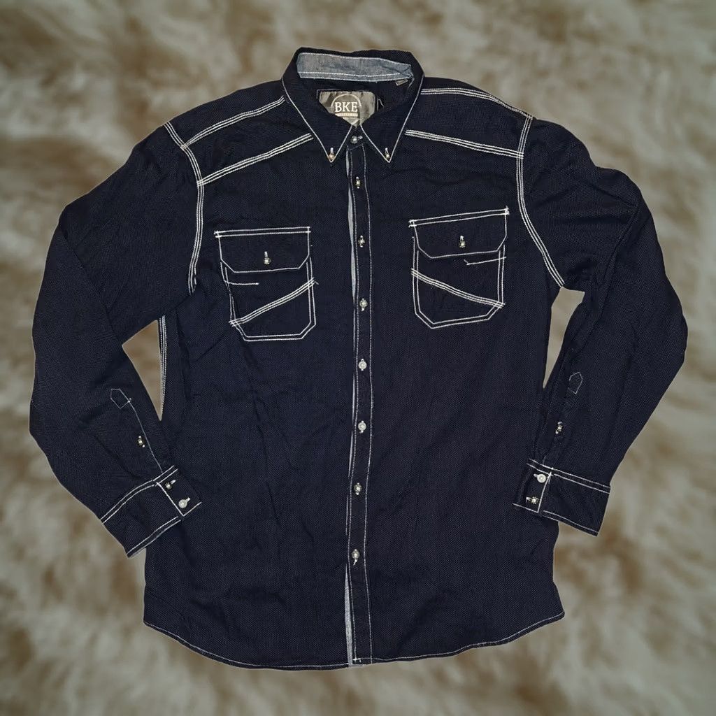 BKE BKE Button Down Long Sleeve Men's XXL Standard Fit Blue Embroidered Preppy Shirt Size US XXL / EU 58 / 5 - 1 Thumbnail